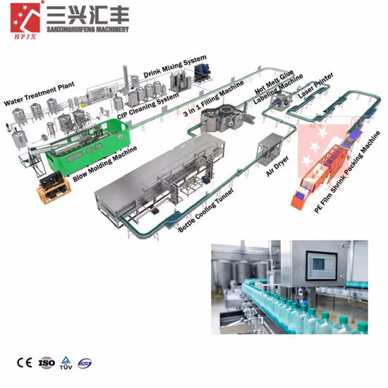 2000 to 20000bph High Speed Automatic 3 in 1 Carbonated Beverage Soda Mineral Water Pure Water Juice Tea Bottling Machine Poduction Line Drink Filling Machine